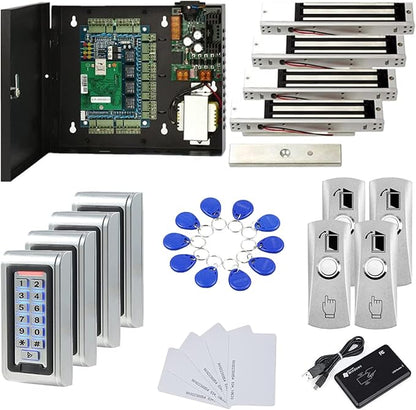 MENGQI-CONTROL Water Proof Metal Keypad Reader 4 Doors Access Control Kit