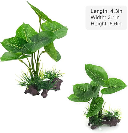 Aquarium Plants Fish Tank Decorations 6.6 inch Plastic Artificial Plant Goldfish Stone Cave Betta Fish Hides/Rest