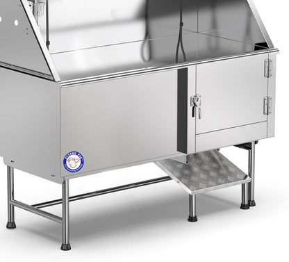 Flying Pig Grooming 62" Stainless Steel Pet Dog Bath Tub with Faucet (Right door/Left Drain), 62 x 27 x 58"