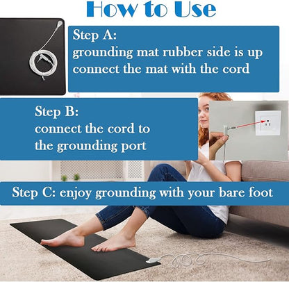 Grounding Mat for Improving Sleep, Grounding Pad for Health, Grounding Bed Mat with Grounding Cord for Better Working (11.6 * 27inch)