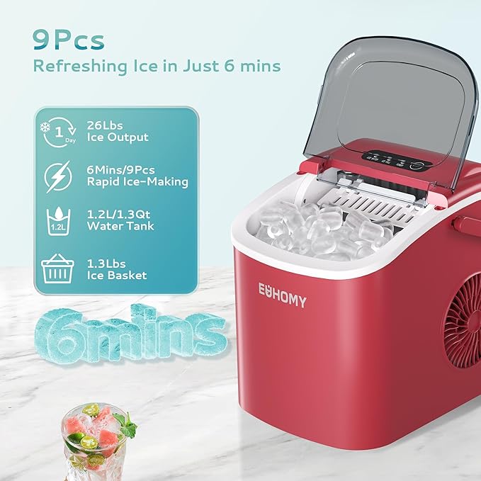 EUHOMY Countertop Ice Maker Machine