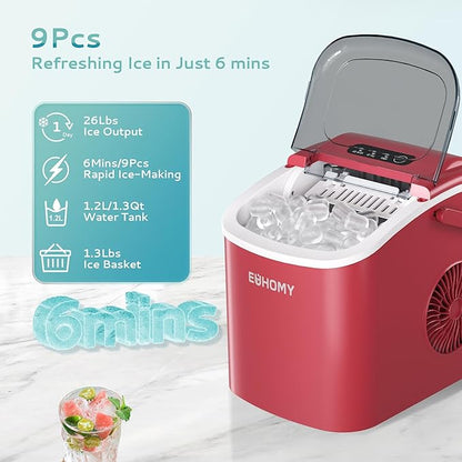 EUHOMY Countertop Ice Maker Machine