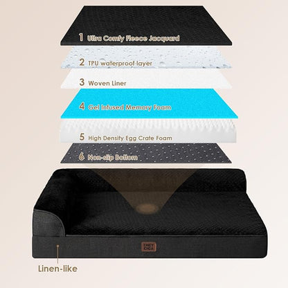 EHEYCIGA Orthopedic Dog Bed Medium Size Dogs, Memory Foam Dog Bed with Washable Removable Cover, Waterproof Pet Sofa Couch for Crate with Nonskid Bottom, 30x20x6, Black | Small Dog Sofa with Washable Removable Cover, Waterproof Pet Couch for Crate with...