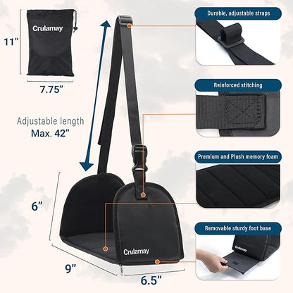 Anti-Squeeze Airplane Foot Hammock for Plane Travel with Flat Base and Memory Foam, Adjustable Leg Hammock for Airplane Travel, Leg Rest for Long Flights, Portable Foot Rest for Under Desk at Work