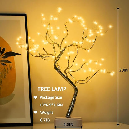 Room Decor, 20" 108 LED Tabletop Bonsai Tree Light, DIY Artificial Tree Lamp, Battery/USB Operated, Aesthetic Lamps for Living Room Bedroom Christmas Home Gifts House Decor (Warm White)