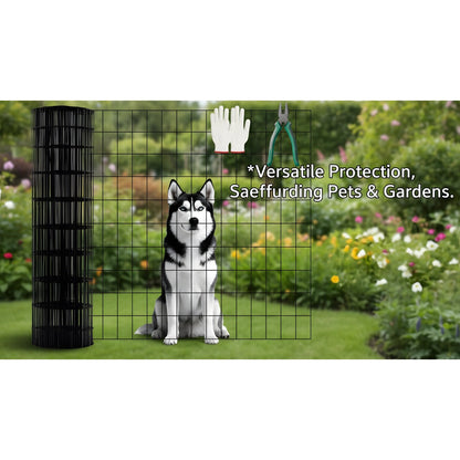 48 INCHx33 FT Black Vinyl-coated Metal Mesh, 16 Gauge 0.67 Inch Black PVC Metal Mesh, Black Welded Wire Mesh Support, Poultry Cage Protective Fence