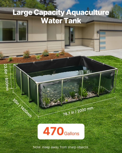 Canvas Fish Pond Above Ground Koi Tank 470 Gal With Clear Viewing Panel