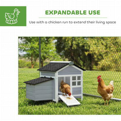 Wooden Chicken Coop Outdoor with Nesting Box, Pull-Out Metal Tray, for 1-2 Chickens, Rabbits, Ducks, 36" x 25" x 27"