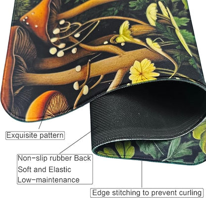 Artistic Fabric Car Floor Mats-Non-Slip Rubber Backing,Mushroom,Front (26.8x17.3in) & Rear (13x17.3in) Set-Water Absorbing, Durable Automotive Floor Liners with Stylish Patterns