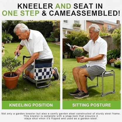 YUFNMKT Garden Kneeler and Seat, Wider Thicker Kneeling Pad, Heavy Duty Garden Stool Includes Gardening Tools Pouch and Bag, Convertible Garden Bench Kneeling Chair/Gifts for Parents Women Seniors