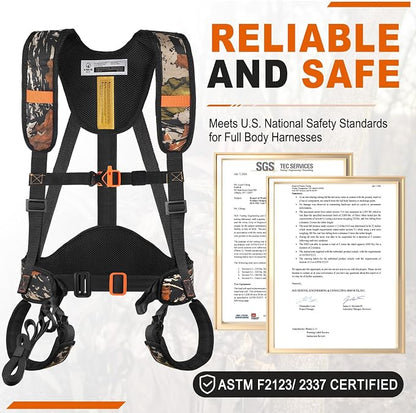 KalkalTree Stand Harness, Adjustable Hunting Safety Harness with Whistle Aid, Lightweight, Camouflage Colors, Size M-3XL