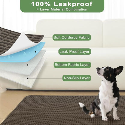 Washable Pee Pads for Dogs Puppy Pad, Coffee 60”x82” 1 Pack | High Absorbent Dog Pee Pad Leak Proof Cat Rugs, Reusable Non Slip Pet Mat, Wee Wee Pads for Training, Crate and Floor