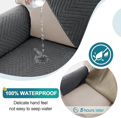 Turquoize 2 Pack Waterproof Couch Armrest Covers for Sofa Non-Slip Fuzzy Couch Arm Covers Set of 2 Washable Thick Soft Recliner Chair Arm Cover Protector Cover (Grey, 23" x 23" 2 Pack)