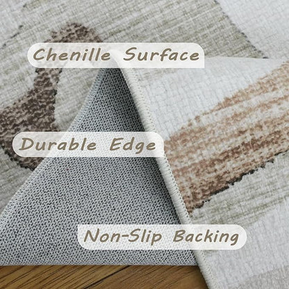 Area Rug Machine Washable Rug 7x9 - Abstract Inspired Design Large Area Rugs for Living Room Bedroom,Soft Durable, Stain Resistant, Non-Shedding, Easy Clean Area Rugs (Multi Beige, 7X9)