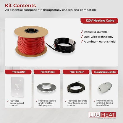 LuxHeat 10sqft Floor Heating Cable Kit - 120v Radiant Floor Heating System -