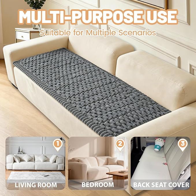 Couch Cover for Dogs Washable,Non Slip Fuzzy Durable Pet Friendly Cozy | Soft Slipcovers for 3 Cushion Sofa Cover,Plush Thick Protector Fits Mat Bed Leather & Fabric Couches (Grey 27.6"x59")