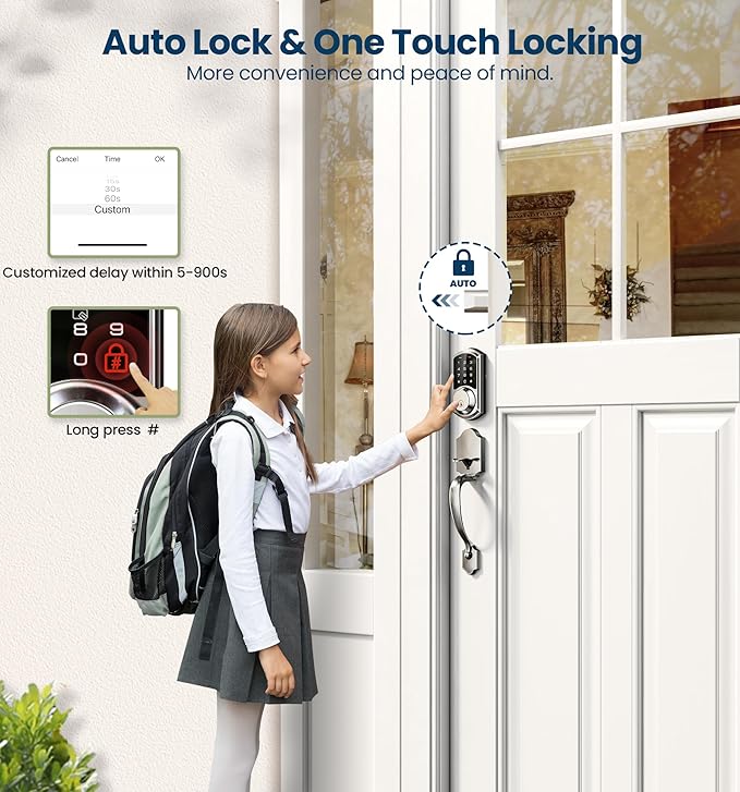 Veise VE06-H Smart Front Door Lock Set, App Control, Keyless Entry Deadbolt