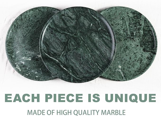 Natural Marble Serving Tray, 11.8in Marble Round Tray, Bathroom/Kitchen/Coffee Table Trays for Counter, Decorative Vanity Trays, Jewelry & Perfume Holder, Green Stone Serving Board