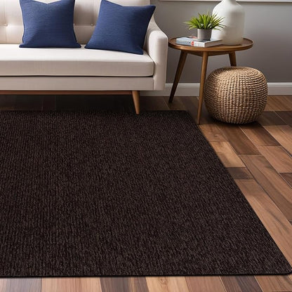 Non Slip Brown Solid Rubber Back Thing Rug for Living Room 3x5 Area Rugs for Kitchen, Rugs for Bedroom, Stain Resistant Easy Cleaning Non Shedding Carpet Brown 3 x 5