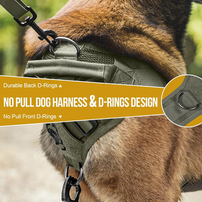 OneTigris No Pull Tactical Dog Harness for Medium Dogs, Aire Mesh Service Dog Harness Breathable Military Dog Molle Vests with Handles, Service Dogs Vest Harness for Walking Hiking Training