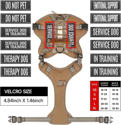 Service Dog Tactical Vest Harness and Leash Set Medium Sized Dog Emotional Support- Tactical Dog Harness Training Collar with Name (Khaki, M)