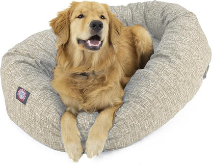 Majestic Pet Bagel Calming Dog Bed, 40 Inch Large, Round, Washable, Tan | Cozy Soft Fluffy Donut Pet Bed with Spine Support for Head Rest – Anti-Anxiety Comfort for Puppies & Dogs, 40x29x9 Inches