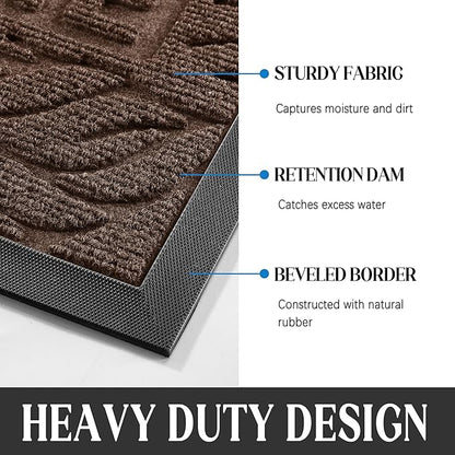 Yimobra Welcome Mat Outdoor 29.5x17, Waterproof Non-Slip Outdoor Mats for Front Door Outside Entrance, Low-Profile Entryway Mat Indoor for Garage Patio, Coffee