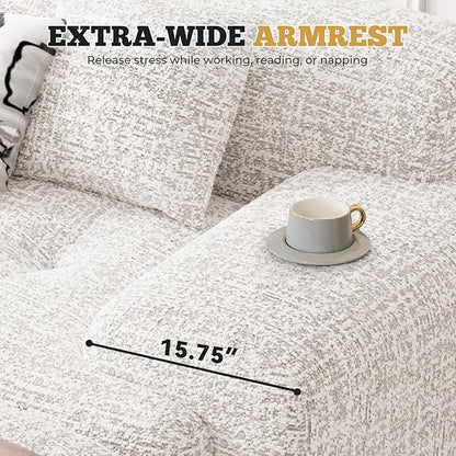 158" Modern U Shaped Modular Sectional Sofa, Boneless Couches for Living Room with Ottoman,6 Seater Convertible Chenille Cloud Couch Sofa Set, No Assembly Required, Beige 1 PCS