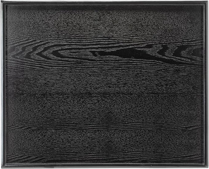 24 x 20 Inches Extra Large Solid Wood Serving Tray for Tea Coffee Table Snack Food Meals Serving Plate Kitchen Party Bar Breakfast Server with Raised Edges Black Wooden Decorative Ottoman Tray