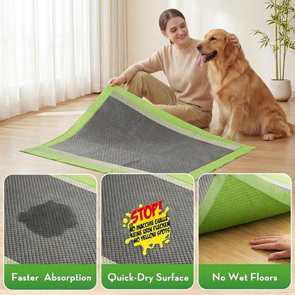 CROCI Charcoal Puppy Pads with Adhesive Tabs 2X Odor Control 28x34in 40Ct | Super Absorbent Pee Pads for Dogs, Quick-Dry Surface, Unscented, Renewable Bamboo Material, Disposable