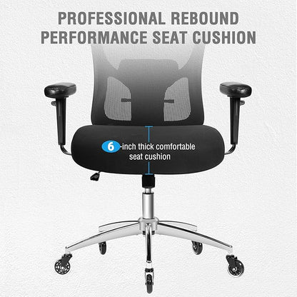Bigroof Big and Tall Office Chair 600lbs, Heavy Duty Ergonomic Mesh Chair, Computer Executive Desk Chair with Wide Thick Seat, Adjustable Armrests, Lumbar Support