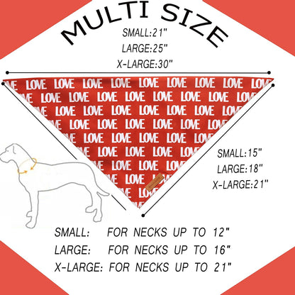 Realeaf Love Dog Bandanas 2 Pack, Triangle Reversible Mothers Day Valentine's Day Pet Scarf for Boy and Girl, Premium Durable Fabric, Holiday Bandana for Large and Extra Large Dogs (X-Large)