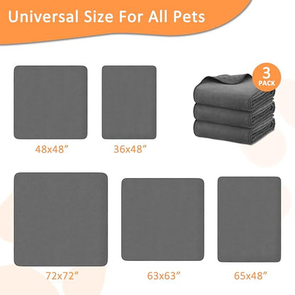 Bunlitent Washable Pee Pads for Dogs, 36" x 48", Gray, 3 Packs, Quick-Dry | Non-Slip, Fast Absorbent, Waterproof, Reusable, For Incontinence, Housebreak, Crate, For Puppy, Senior Dog