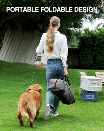 Veraste 24" Soft Collapsible Travel Dog Crate for Small Medium Pets,Grey | 4-Door Foldable Travel Crate,breathable mesh, foldable with storage bag
