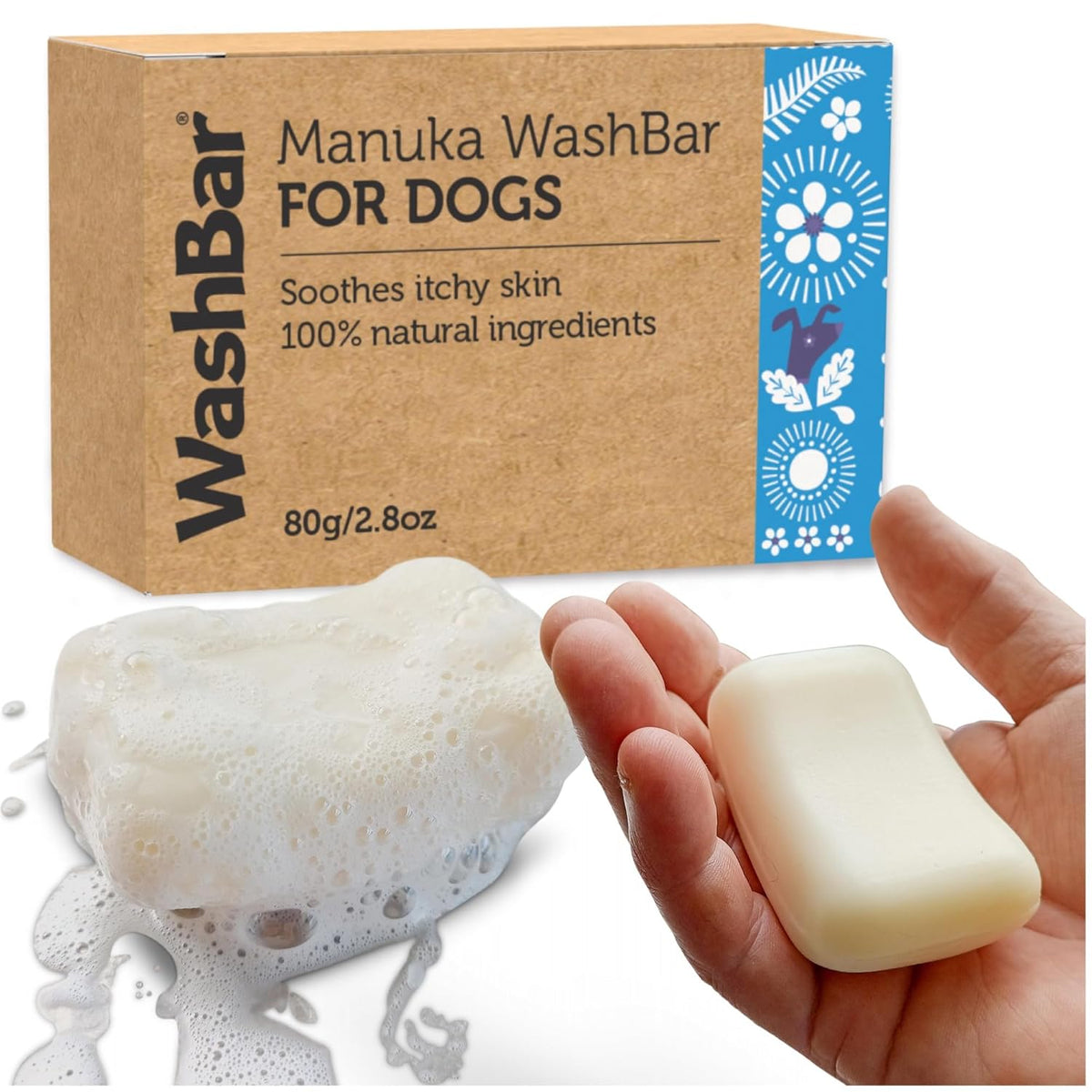 Dog Shampoo Bar Soap for Itchy Skin Relief - 2.8 oz - Concentrated Dog Soap for Sensitive Skin with Natural Manuka and Neem Oil to Ease Allergies, and Itching