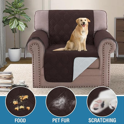 H.VERSAILTEX Chair Sofa Slipcover 100% Waterproof Couch Cover Furniture Protector Cover with Elastic Straps for Pets Kids Children Dog Cat(Chair, Brown)