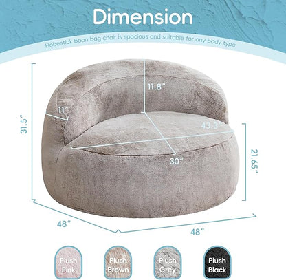 Hobestluk Bean Bag Chair Giant Bean Bag Chairs for Adults Big Bean Bag Chair with Memory Foam Filler Adults Large Beanbag with Faux Fur Cover for Bedroom (Plush Brown,Oversize)