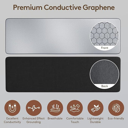 XKETA Graphene Grounding Mat for Bed: Indoor Earth Therapy for Better Sleep & Energy Boost – Conductive Sleep Pad with Grounded Benefits – Wellness Gift Kit for Women (King)