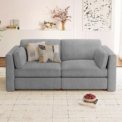 CUGOAO 83.5'' Oversized Loveseat, Couches for Living Room, Deep Seat Chenille Cloud Couch, Modular Sectional Sofa, Removable Cover, Mordern Upholstered Sofa for Apartment, Office, Grey