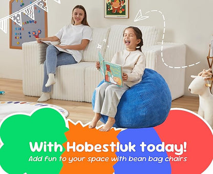 Hobestluk 2.5FT Bean Bag Chair Beanbags Small Bean Bag Chair with Filler Included Teardrop Bean Bag with Removable Cover for Bedroom Living Room (Small, Blue)