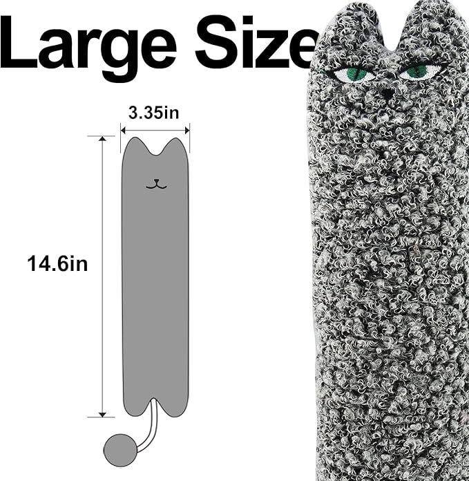 TTcat Catnip Silvervine Matatabi Pillow for Cats & Kittens,Cat Kicker Toy,Large Size Cat Pillow Soothing Plush Cat Toy(Grey).