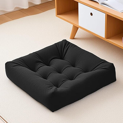 Tikuns Floor Pillows for Adults, 22 * 22 Inch Inch Meditation Cushions, Large Square Sitting Cushion Living Room Memory Foam Pillow for Sitting (1, Black, 22x22x4 Inch)
