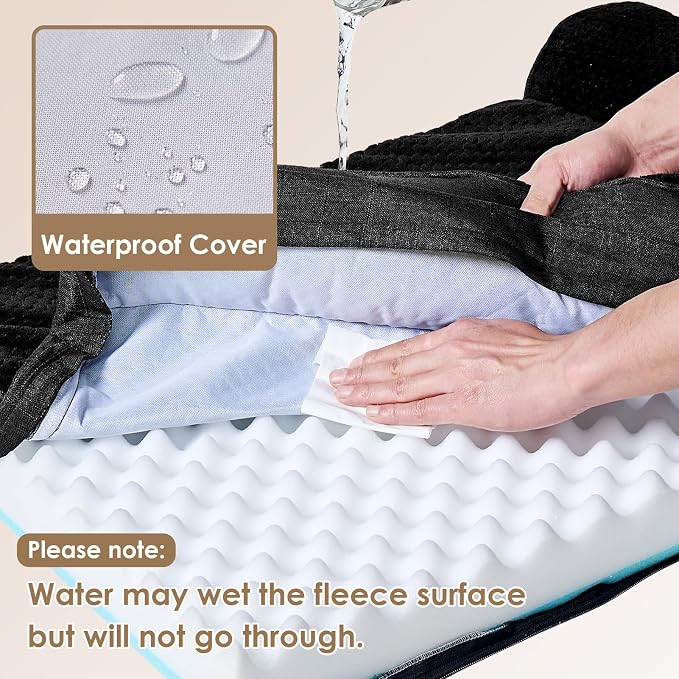 EHEYCIGA XXL Dog Bed Memory Foam, Orthopedic Giant Dog Bed Jumbo with Washable Removable Cover, Waterproof Pet Sofa Couch with Nonskid Bottom, 48x35x7.5, Black | Washable Removable Cover, Waterproof Flat Pet Sofa Couch with Nonskid Bottom, 48x35x7.5