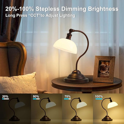 Cordless LED Table Lamp, 180° Swing Arm Desk Lamp, Rechargeable, Dimmable/3 Color/Memory Function, Vintage Rechargeable Table Light for Living Room,Bedroom,Bedside, Oil Rubbed Bronze