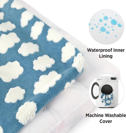 LE SURE Cute Aesthetic XL Dog Bed for Crate,Jacquard Thick Pet Pillow44x32 | Shredded Chopped Foam,Modern Plush Crate Cushion Gift for Extra Large Dog, Waterproof Washable Cover, Anti Slip Bottom, Blue