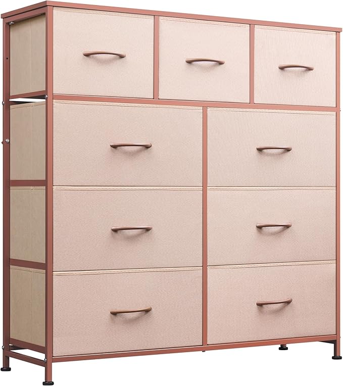 WLIVE 9-Drawer Dresser, Fabric Storage Tower