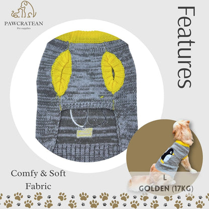 Cute Sweater for Dogs and Cats Soft Flannel Pet Outfit Warm and Cozy Animal Hoodie Small to Large Pet Clothes for Halloween Parties and Everyday Wear (Small, Grey Pinguin)
