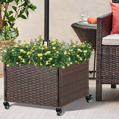 SUNNYPARK Umbrella Stand Outdoor Base with 4 Wheels Heavy Duty Patio Umbrella Planter for Garden Backyard Deck Poolside