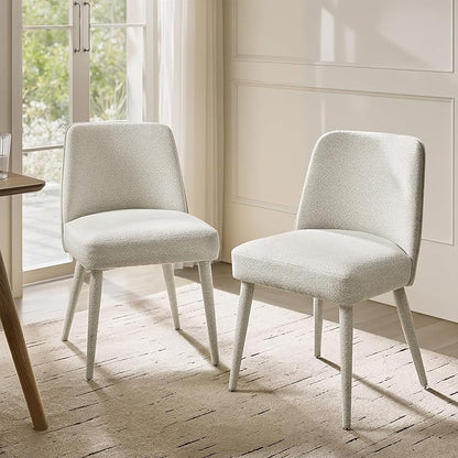 HULALA HOME Modern Dining Chairs Set of 2，Linen Fully Chenille Upholstered Dining Room Chairs Set with Foot Peg, Solid Wood Wood Frame, Armless Kitchen Accent Chairs for Living Room Bedroom Reception