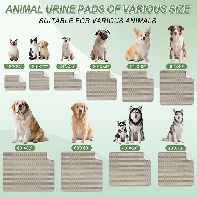 Washable Pee Pads for Dogs Puppy Pad, Brown 60”x60” 1 Pack | High Absorbent Dog Pee Pad Leak Proof Cat Rugs, Reusable Non Slip Pet Mat, Wee Wee Pads for Training, Crate and Floor